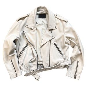 AllSaints Anderson Biker Cropped Leather Jacker